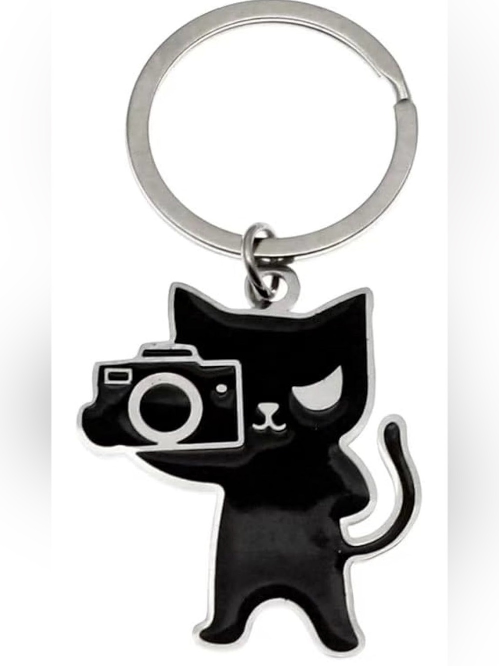 Black Cat Camera Keychain Bag Charm